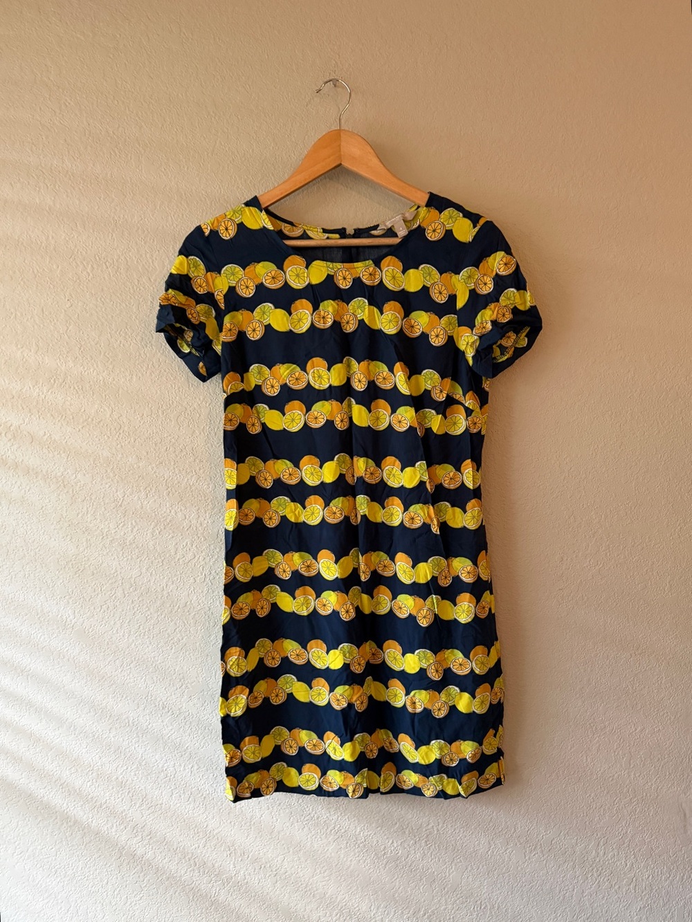 Banana Republic Women’s Navy Dress with Lemon Citrus Print Size 4